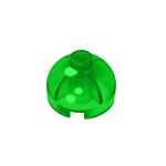 Brick, Round 2 x 2 Dome Top - Blocked Open Stud with Bottom Axle Holder x Shape + Orientation #553b  - 48-Trans-Green