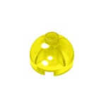 Brick, Round 2 x 2 Dome Top - Blocked Open Stud with Bottom Axle Holder x Shape + Orientation #553b  - 44-Trans-Yellow