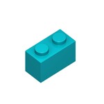 Brick 1 x 2 #3004 - 107-Dark Turquoise