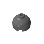Brick, Round 2 x 2 Dome Top - Blocked Open Stud with Bottom Axle Holder x Shape + Orientation #553b  - 199-Dark Bluish Gray