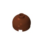 Brick, Round 2 x 2 Dome Top - Blocked Open Stud with Bottom Axle Holder x Shape + Orientation #553b  - 192-Reddish Brown