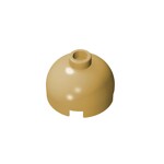 Brick, Round 2 x 2 Dome Top - Blocked Open Stud with Bottom Axle Holder x Shape + Orientation #553b  - 5-Tan