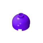 Brick, Round 2 x 2 Dome Top - Blocked Open Stud with Bottom Axle Holder x Shape + Orientation #553b  - 268-Dark Purple