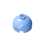 Brick, Round 2 x 2 Dome Top - Blocked Open Stud with Bottom Axle Holder x Shape + Orientation #553b  - 212-Bright Light Blue