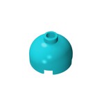 Brick, Round 2 x 2 Dome Top - Blocked Open Stud with Bottom Axle Holder x Shape + Orientation #553b  - 322-Medium Azure