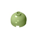 Brick, Round 2 x 2 Dome Top - Blocked Open Stud with Bottom Axle Holder x Shape + Orientation #553b  - 330-Olive Green