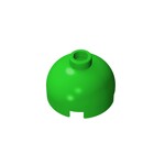 Brick, Round 2 x 2 Dome Top - Blocked Open Stud with Bottom Axle Holder x Shape + Orientation #553b  - 37-Bright Green