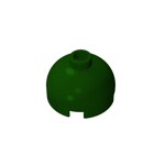 Brick, Round 2 x 2 Dome Top - Blocked Open Stud with Bottom Axle Holder x Shape + Orientation #553b  - 141-Dark Green