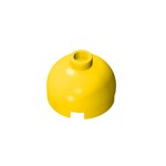 Brick, Round 2 x 2 Dome Top - Blocked Open Stud with Bottom Axle Holder x Shape + Orientation #553b  - 24-Yellow