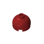 Brick, Round 2 x 2 Dome Top - Blocked Open Stud with Bottom Axle Holder x Shape + Orientation #553b  - 154-Dark Red