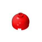 Brick, Round 2 x 2 Dome Top - Blocked Open Stud with Bottom Axle Holder x Shape + Orientation #553b  - 21-Red