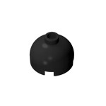 Brick, Round 2 x 2 Dome Top - Blocked Open Stud with Bottom Axle Holder x Shape + Orientation #553b  - 26-Black