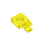 Plate Special 1 x 1 with Clip Horizontal - Thick Open O Clip #61252  - 44-Trans-Yellow