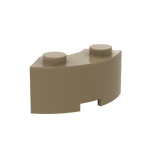 Curved Brick 2 Knobs #3063 - 138-Dark Tan