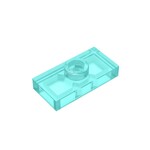 Plate Special 1 x 2 with 1 Stud with Groove and Inside Stud Holder (Jumper) #15573 - 42-Trans-Light Blue