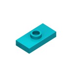 Plate Special 1 x 2 with 1 Stud with Groove and Inside Stud Holder (Jumper) #15573 - 107-Dark Turquoise