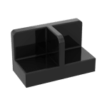 Panel 1 x 2 x 1 with Rounded Corners and Central Divider #93095 - 26-Black