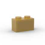 Brick 1 x 2 without Bottom Tube #3065 - 297-Pearl Gold