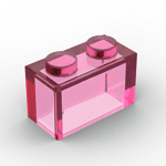 Brick 1 x 2 without Bottom Tube #3065 - 113-Trans-Dark Pink