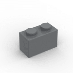 Brick 1 x 2 without Bottom Tube #3065 - 199-Dark Bluish Gray