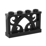 Fence Ornamented 1 x 4 x 2 with 4 Studs #19121 - 26-Black