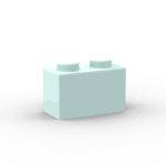 Brick 1 x 2 without Bottom Tube #3065 - 323-Light Aqua