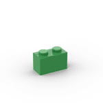 Brick 1 x 2 without Bottom Tube #3065 - 37-Bright Green