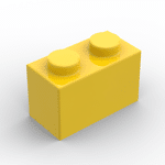 Brick 1 x 2 without Bottom Tube #3065 - 24-Yellow