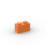 Brick 1 x 2 without Bottom Tube #3065 - 106-Orange