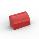 Brick Curved 1 x 2 x 1 No Studs #37352 - 21-Red