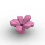 Plant, Flower, Minifig Accessory with 7 Thick Petals and Pin #32606 - 221-Dark Pink