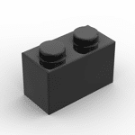 Brick 1 x 2 without Bottom Tube #3065 - 26-Black
