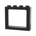 Window 1 x 4 x 3 Train with Shutter Holes and Solid Studs on Ends #6556 - 26-Black