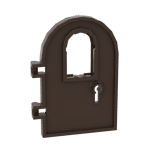 Door 1 x 4 x 6 Round Top with Window and Keyhole, Reinforced Edge #64390 - 308-Dark Brown