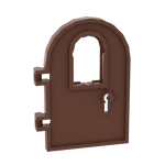 Door 1 x 4 x 6 Round Top with Window and Keyhole, Reinforced Edge #64390 - 192-Reddish Brown