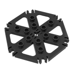 Technic Plate Rotor 6 Blade with Clip Ends Connected aka Water Wheel - Hollow Studs #64566 - 26-Black