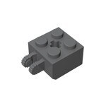 Hinge Brick 2 x 2 Locking with 2 Fingers Vertical and Axle Hole, 9 Teeth #40902 - 199-Dark Bluish Gray