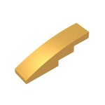 Slope Curved 4 x 1 No Studs - Stud Holder with Symmetric Ridges #11153  - 297-Pearl Gold