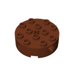 Brick Round 4 x 4 with 4 Side Pin Holes and Center Axle Hole #6222 - 192-Reddish Brown