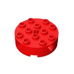 Brick Round 4 x 4 with 4 Side Pin Holes and Center Axle Hole #6222 - 21-Red