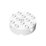Brick Round 4 x 4 with 4 Side Pin Holes and Center Axle Hole #6222 - 1-White