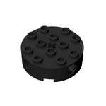 Brick Round 4 x 4 with 4 Side Pin Holes and Center Axle Hole #6222 - 26-Black