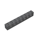 Technic Brick 1 x 8 [7 Holes] #3702 - 199-Dark Bluish Gray