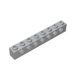 Technic Brick 1 x 8 [7 Holes] #3702 - 194-Light Bluish Gray