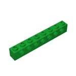 Technic Brick 1 x 8 [7 Holes] #3702 - 28-Green