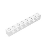 Technic Brick 1 x 8 [7 Holes] #3702 - 1-White