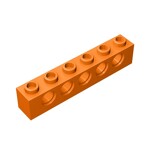 Technic Brick 1 x 6 [5 Holes] #3894 - 106-Orange