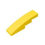 Slope Curved 4 x 1 No Studs - Stud Holder with Symmetric Ridges #11153  - 24-Yellow