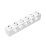 Technic Brick 1 x 6 [5 Holes] #3894 - 1-White