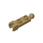 Plate, Modified 1 x 2 With Tow Ball And Small Tow Ball Socket On Ends #14419 - 138-Dark Tan